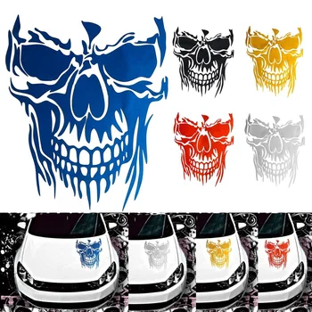 

Reflective Skull Car Stickers 1PC Car Stickers Large Size 23x29.5cm 3D Sticker Car Decoration Sticker Door Window Car Decal