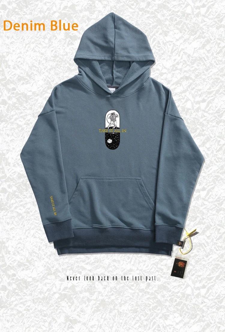 Пальто с капюшоном в стиле хип-хоп, популярная скейтборд улица hoodiescustom астронавт мультфильм печати длинный рукав ворс and fabric leisure Толстовка