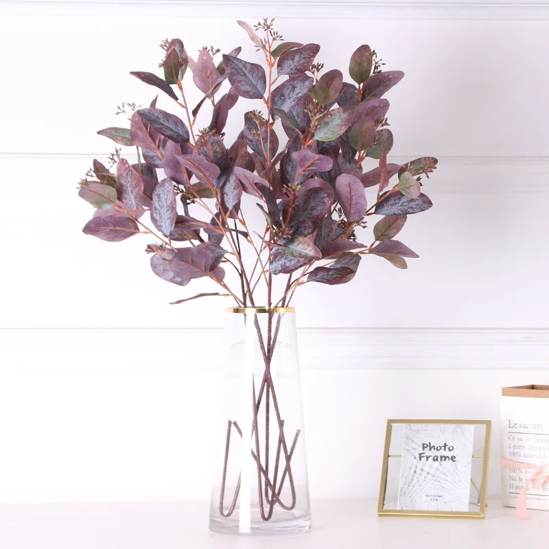 Simulation Eucalyptus Leaf Single Branch Money Leaf Green Plant Fake Flowers Ornaments Wedding Shooting Prop Home Decoration