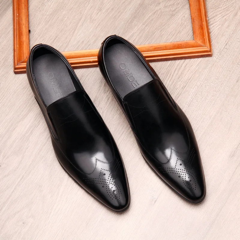 Мужская кожаная обувь в европейском стиле кепки с острым носком деловая мужская