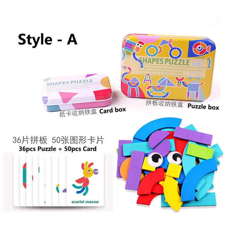 New Fun Shape 3D Puzzle Board Children Wooden Toys Kids Cognitive Color Learning Toy Interactive Game Baby Educational Toys - Цвет: Style - A - NO Box