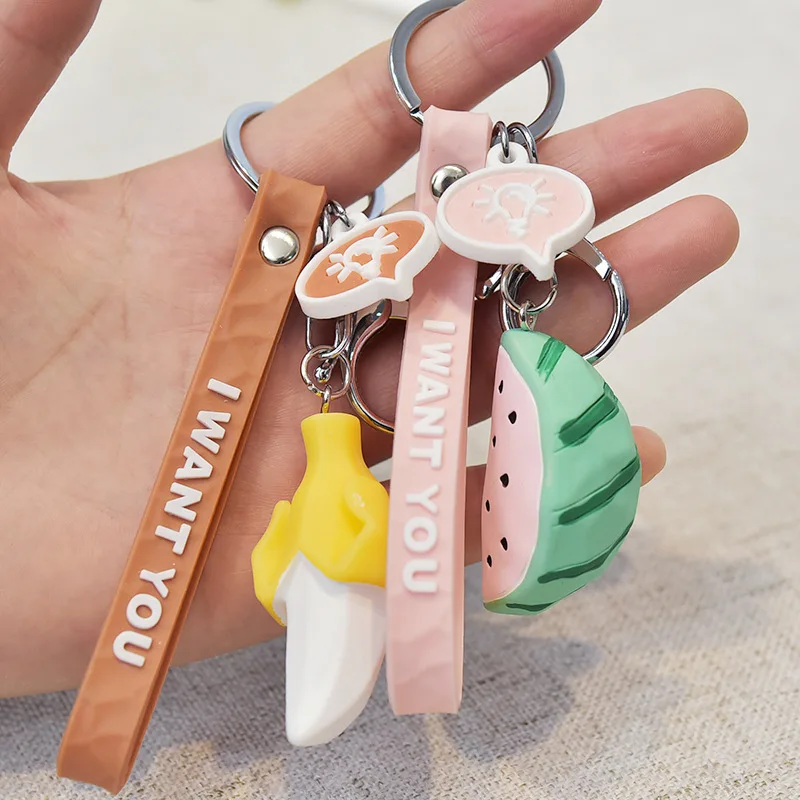 Креативный мультфильм DIY серии фрукт банан ананас, арбуз авокадо брелки автомобиля Porte Clef Подвеска для пары брелок кольцо