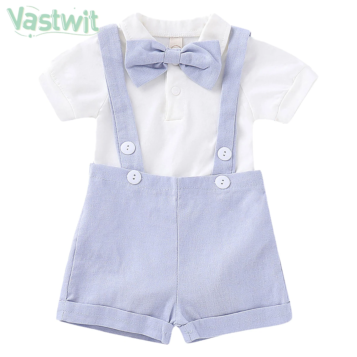 Baby Boys Wedding Christening Formal Outfit Romper+Suspender Shorts Suit Tuxedo 