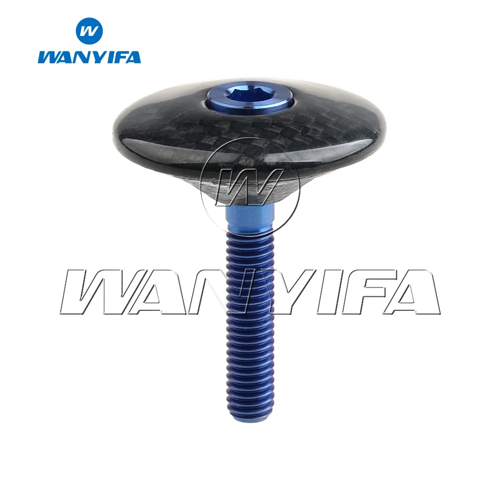 Титановый "Wanyifa" Болт M6x35mm+ 1 1/" труба из углеродистого волокна 3K из углеродного волокна Глянцевая/матовый шоссейный велосипед Горный велосипед Велоспорт седло велосипеда гарнитура стволовых Топ Кепки - Цвет: Glossy Blue
