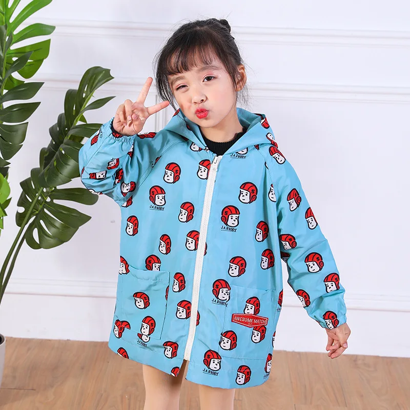 Hot Selling Cute Cartoon Men And Women Kids' Overcoat Trench Coat Double Layer Jacket Raincoat Jacket Spring And Autumn Hoodie
