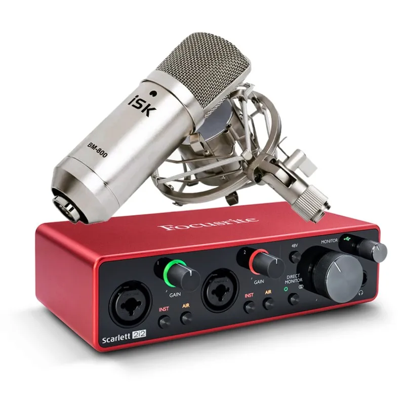 Focusrite Scarlett 2i2 звуковая карта 3 го поколения с микрофоном ISK BM 800 подходит для