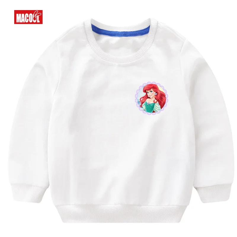 girls sweatshirts Свитшоты для маленьких девочек; футболка принцессы «Русалочка»; модная детская толстовка с капюшоном; милый свитер; пуловер; детская одежда; 6 t - Цвет: girls sweatshirts