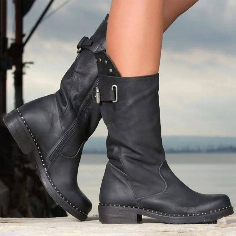 

2019 Women's New Martin Boots Female British Wind Thick Leather Short Boots High To Help with Locomotive Boots In The Tube Boots