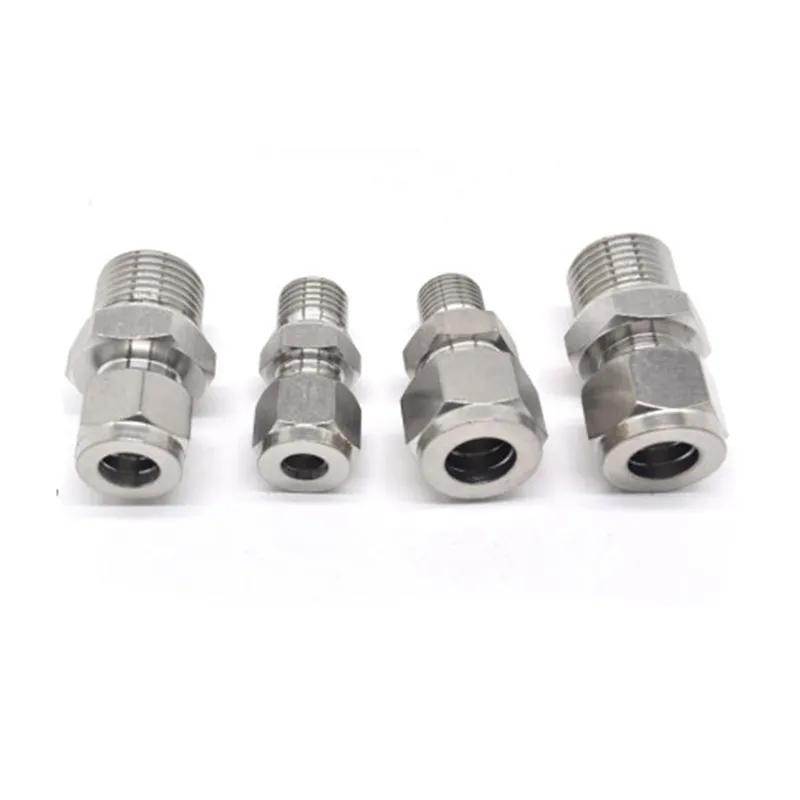 SS 304 Stainless Steel Double Ferrule Compression Connector 6mm 8mm 10mm 12mm Tube to 1/8" 1/4" 3/8" 1/2" Male Pipe Fitting hose pipe fitting pipe fitting water pipe fitting