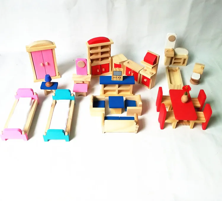 Деревянный кухонный игровой домик для девочек, игрушки DIY, маленькая мебель, персонаж, игровая посуда для дома