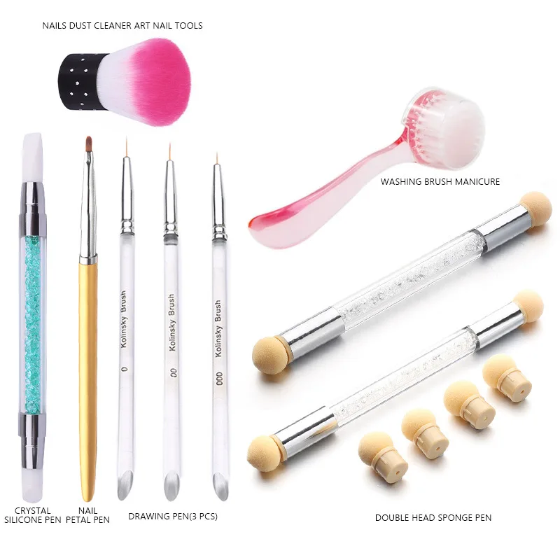 

9pcs Nail Tool Set Brushed Gel Brush Smudge Pen Set Professional Nail Set Nail Polish Painting Flower Pen Nail Drawing