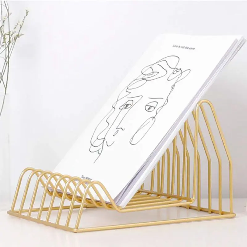 Винтажный держатель для журналов и книг, винтажный холм Настольный органайзер для файлов Железный художественный Настольный стеллаж для хранения Книжная полка для офиса и дома