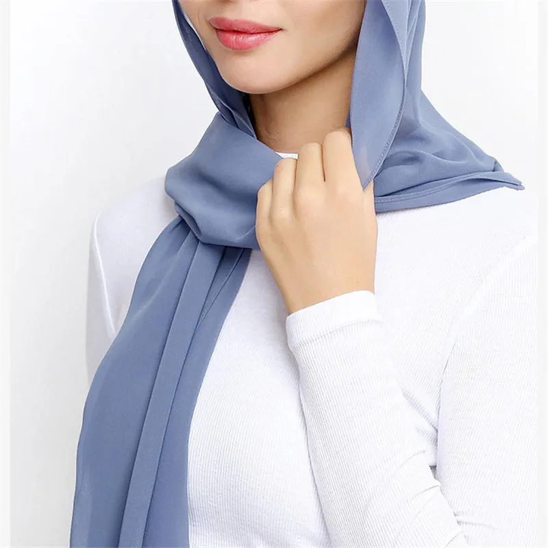 70*180cm bubble chiffon muslim headscarf for women solid color hijab scarf shawls and wraps hijab femme musulman kopftuch