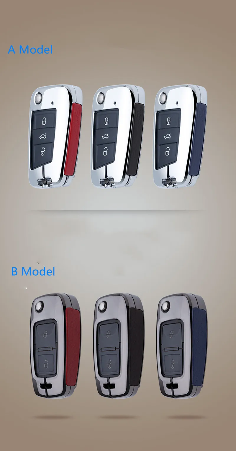 Чехол для ключей из сплава и кожи для VW Golf 7 Polo Bora MK7 MK6 Passat для Skoda Octavia A7 Kodiaq Seat Leon Ibiza откидной ключ