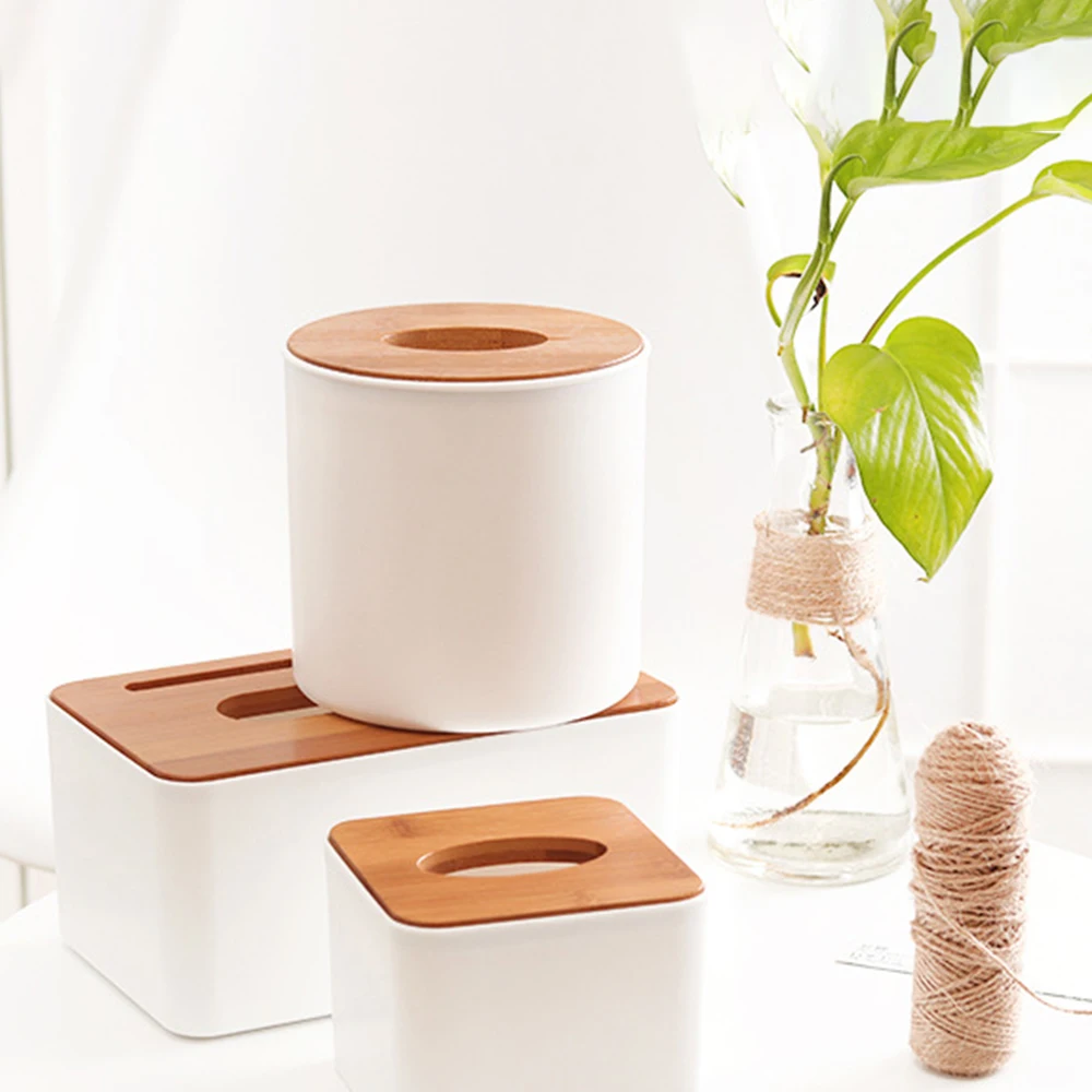 Plastic Tissue Box New Brand Modern Wooden Cover Paper with Oak Home Car Napkins Holder Case Home Organizer Decoration Tools