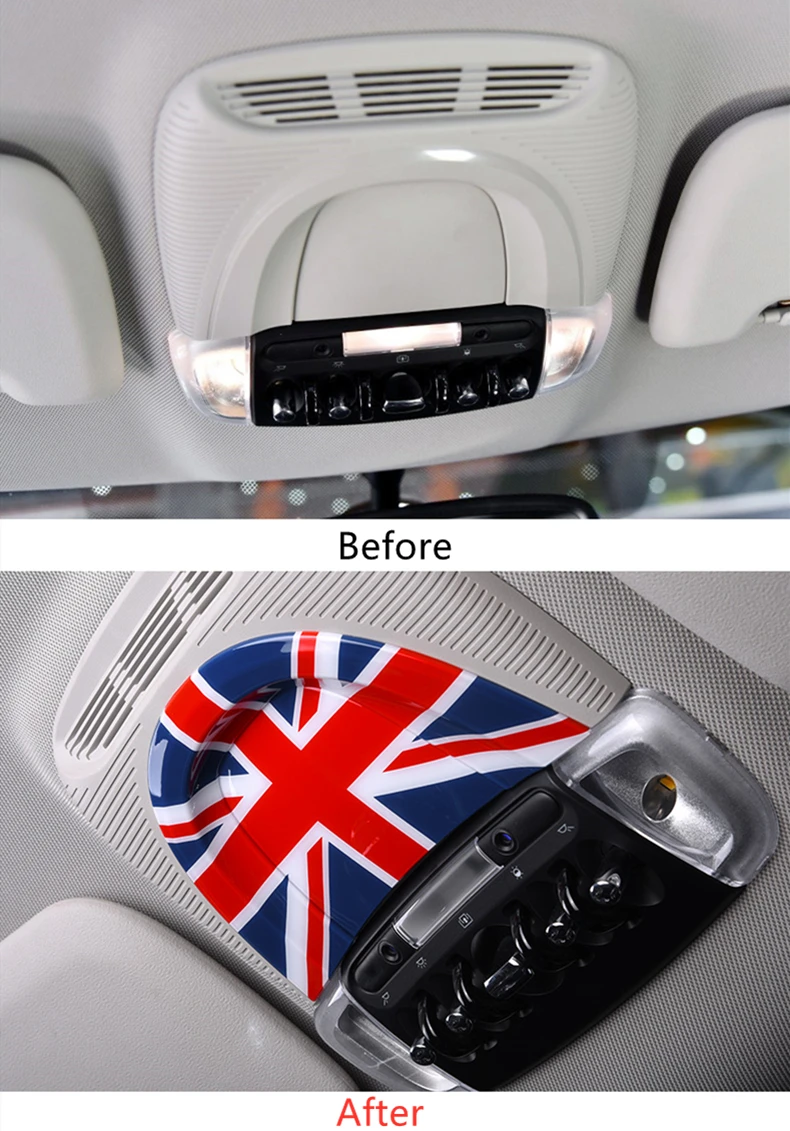 Coque Décoration ABS Compatible Mini Cooper F60 Countryman 2017-2024 - Rétroviseur Intérieur JCW Union Jack