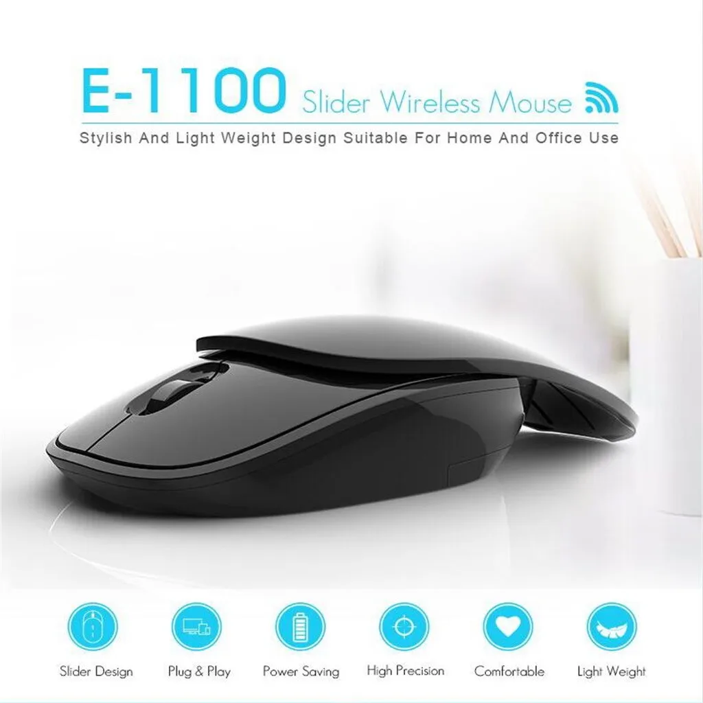 OMESHIN E-1100, бесшумная беспроводная мышь, 2,4 г, бесшумная кнопка, эргономичная мини-мышь, слайдер, бесшумная мышь, портативная, с ремнем, для офиса, ПК