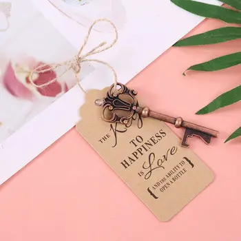 

50x Vintage Skeleton Key Bottle Opener +Tag Card Wedding Party Favors Souvenirs