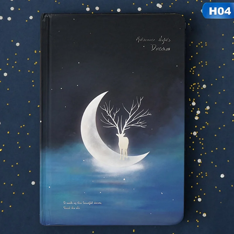 Записная книжка Летняя ночь полумесяц маленький олень Серия цветные страницы записная книжка творческая личность Ручные Книги девушки сон небо дневник - Цвет: 04