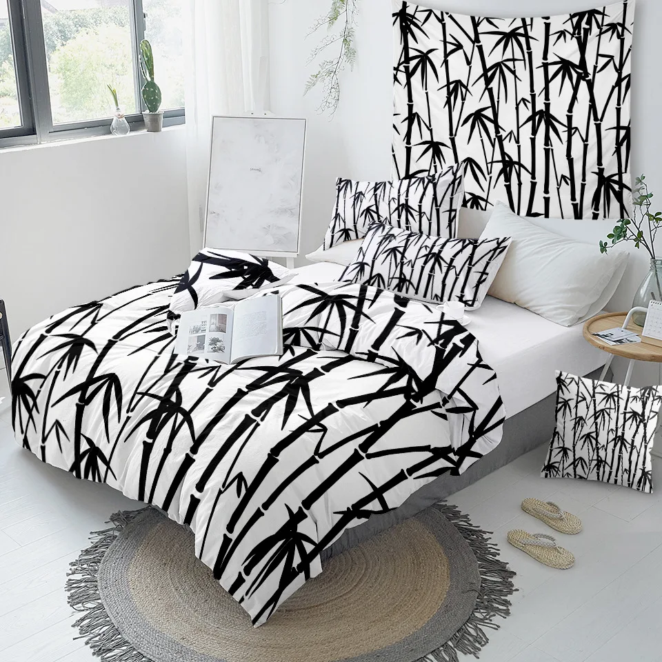 Bamboo Leaf Printed 3-Piece Bed Set