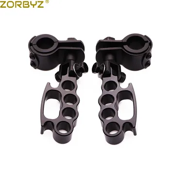 

ZORBYZ Motorcycle Black 1 1/4" 32mm Highway Bar Engine Guard Foot Pegs Mount Clamp Flying Knuckle Footpegs For Harley Custom