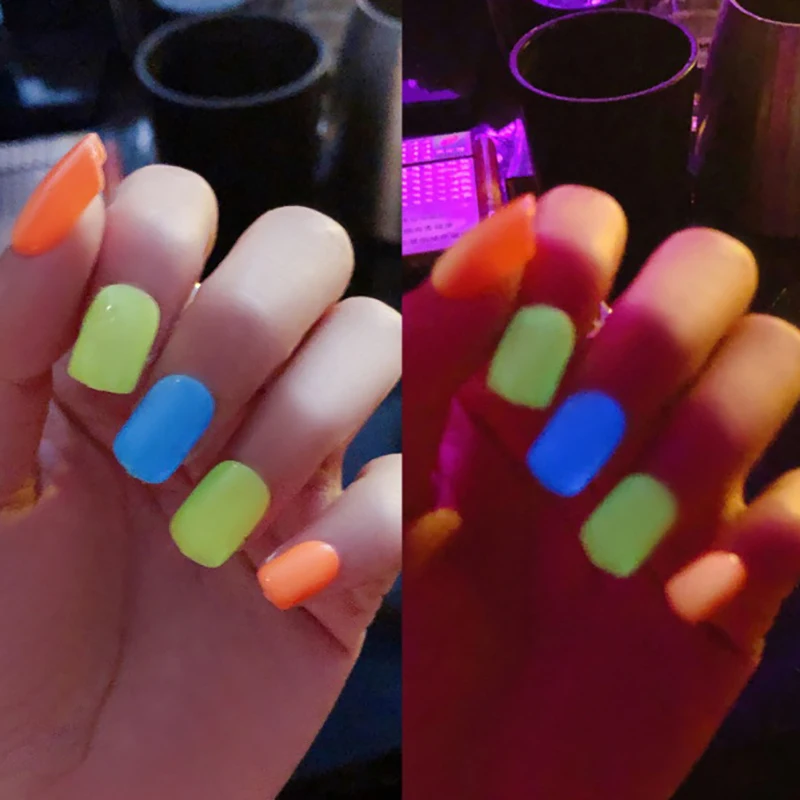 New Arriva 24Pcs Luminous False Nails Acrylic Gel Full French Fake Nails Art Tips Tools With 2g glue