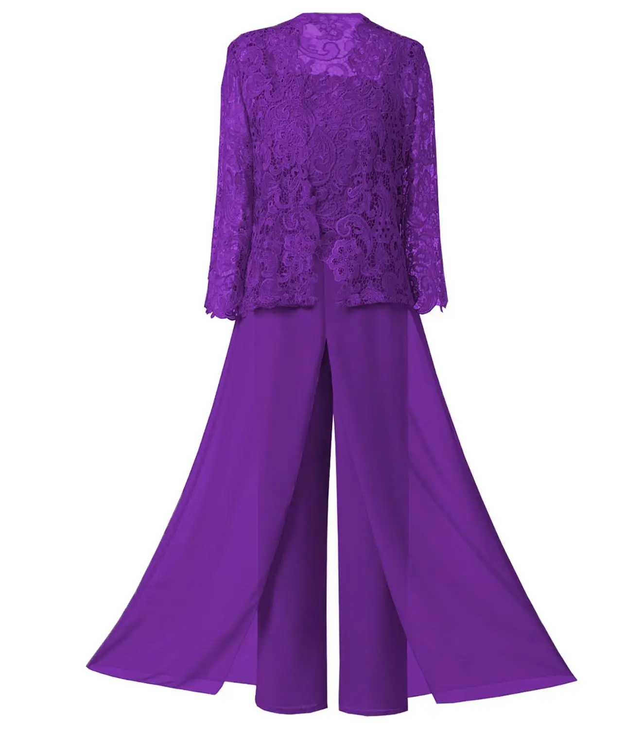 Solovedress/комплект из 3 предметов, платье для матери невесты, штаны, костюм с курткой, нарядный вечерний кружевной свадебный SL-M06 жениха - Цвет: Purple