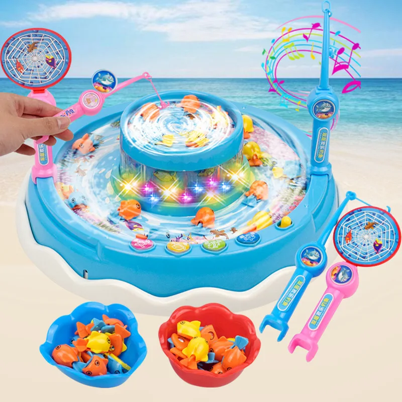 

Children Double Layer Fishing Plate Model with USB Magnetic Fishing Can Add Water Large Size Fishing Plate Electric Toys