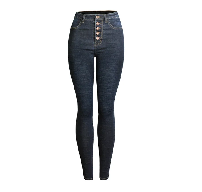 High Waist Button Jeans Women Fashion Push Up Vintage Skinny Jeans Mujer High Street Europe Slim Thicker Trousers Femme