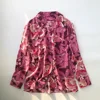 Women High Quality Silk Notched Long Sleeve Floral Printing Blouse Shirt 2