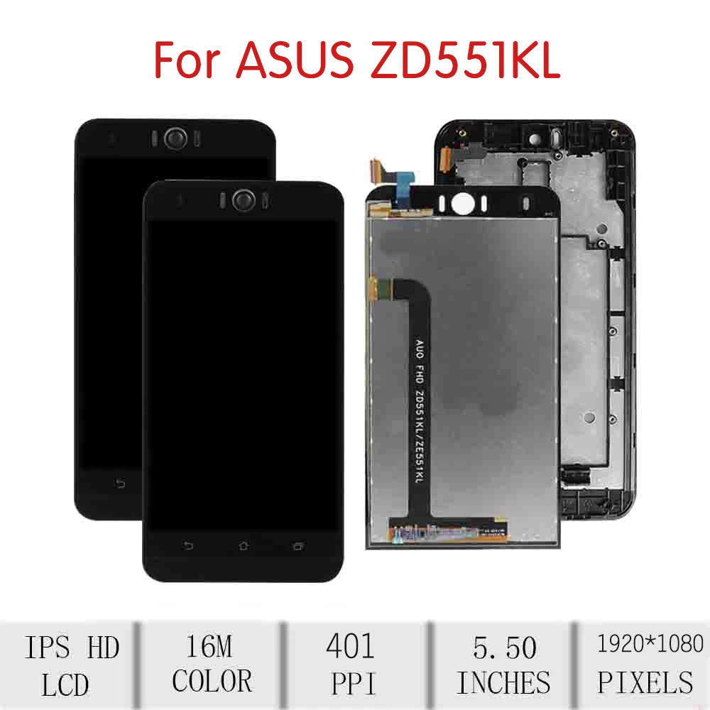 5," для ASUS Zenfone Selfie ZD551KL lcd кодирующий преобразователь сенсорного экрана в сборе для Asus zd551kl дисплей с заменой рамки