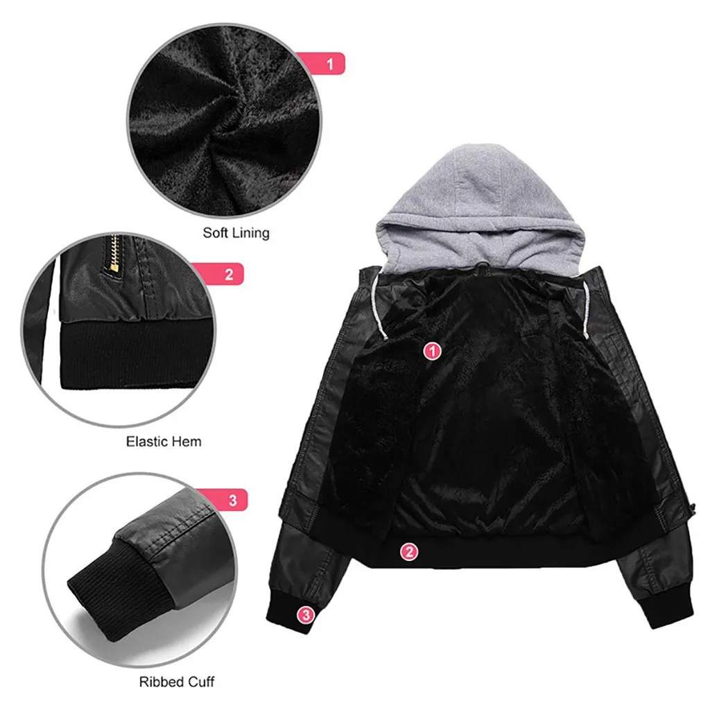 Готическая куртка из искусственной кожи женские толстовки зима осень мотоциклетная куртка черная верхняя одежда искусственная кожа полиуретан куртка пальто# J30