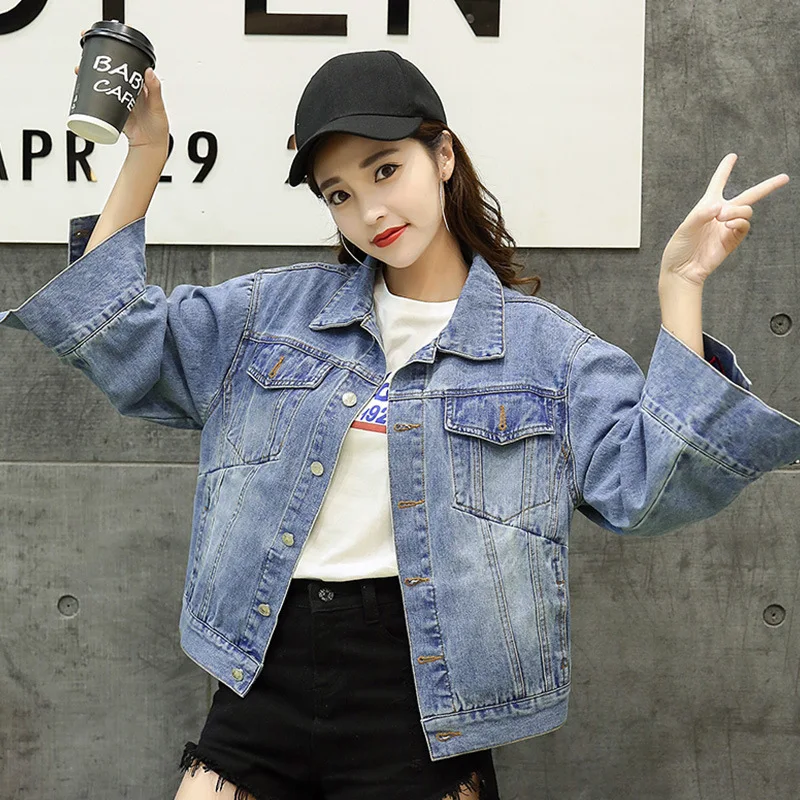 low cost  2019 Spring New Style Retro Embroidered Jeans Coat Women's Korean-style BF Fashion Versatile Loose-