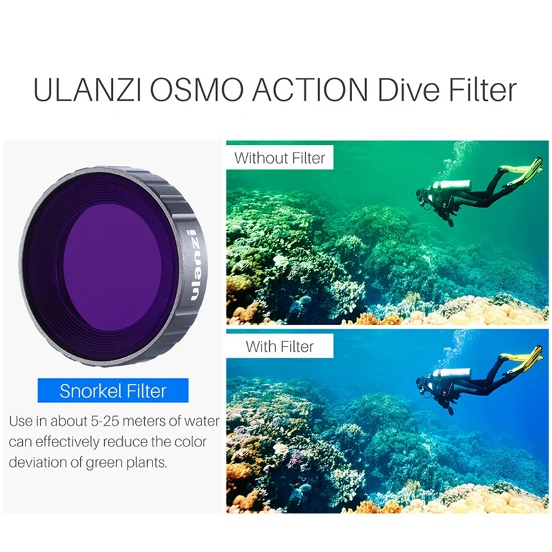 ABKT-Ulanzi набор фильтров для дайвинга для Dji Osmo Action Оптическое стекло красный фиолетовый Dive swim Osmo экшн-камера фильтр для объектива аксессуары