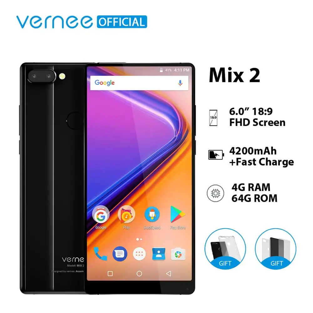 Vernee Mix 2 téléphone portable 4G RAM 64G ROM MTK6757 Octa core 6.0 pouces 18:9 affichage 13.0MP Android 7.0 Smartphone double caméra arrière | AliExpress