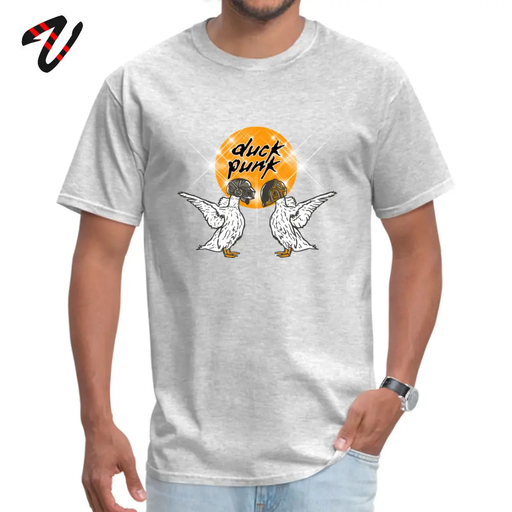 DuckPunk 100% Cotton Unique _navy Tops Shirts New Arrival Short Sleeve Men T-Shirt Summer Fall Tops Shirts Round Neck Duck_Punk_874 grey