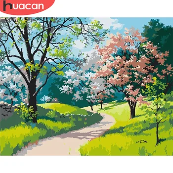 

HUACAN Oil Painting By Number Tree DIY Pictures By Numbers Scenery Kits Drawing On Canvas Hand Painted Paintings Gift Home Decor