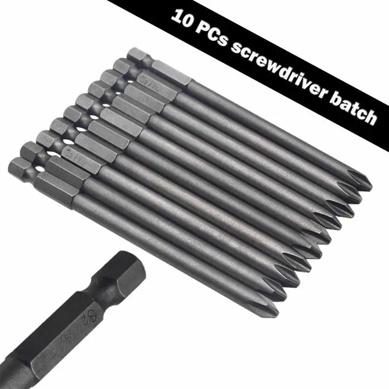 

10pcs/set Screwdriver Bits Set 100mm S2 Alloy Steel Multi-function High Hardness Drill Bit Straight Cross Head Batches