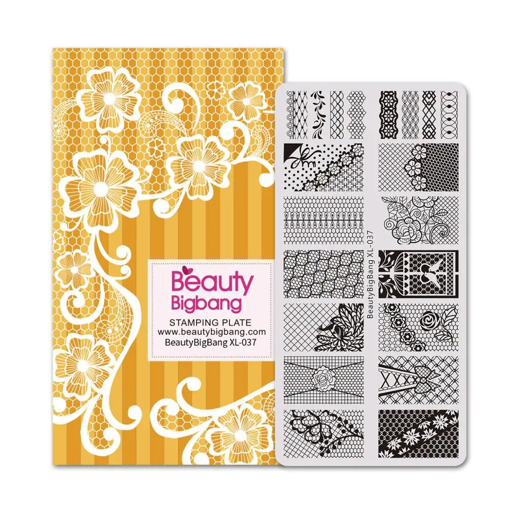 BeautyBigBang пластины для штамповки ногтей 6*12 см, винтажный шаблон из нержавеющей стали, Ретро стиль, кружева, цветы, лист, тема для дизайна ногтей, штамповка - Цвет: 37
