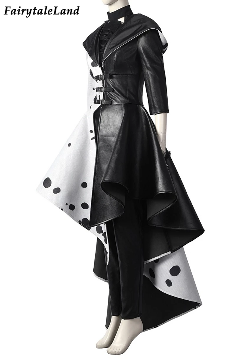 Halloween 2021 Cruella Costume Cosplay Evil Queen Black White Coat Evening  Party Dress Fashion Emma Magic Performance Oufit - Cosplay Costumes -  AliExpress