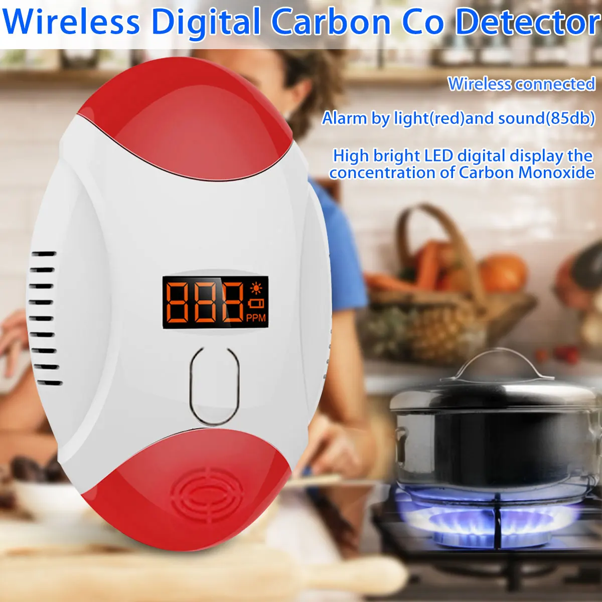 

LED Digital Display Carbon Monoxide Detectors Home Security Safety CO Gas Carbon Alarm Detector Sensor Alarm 85dB High Sensitive