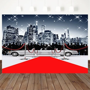 

Red Carpet Photography Background Car Tall Building Flash Party Backdrops Decoration Props Printed Banner For Photo Studio