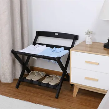 

Hotel room furniture solid wood luggage rack hotel home folding floor luggage rack storage shelf