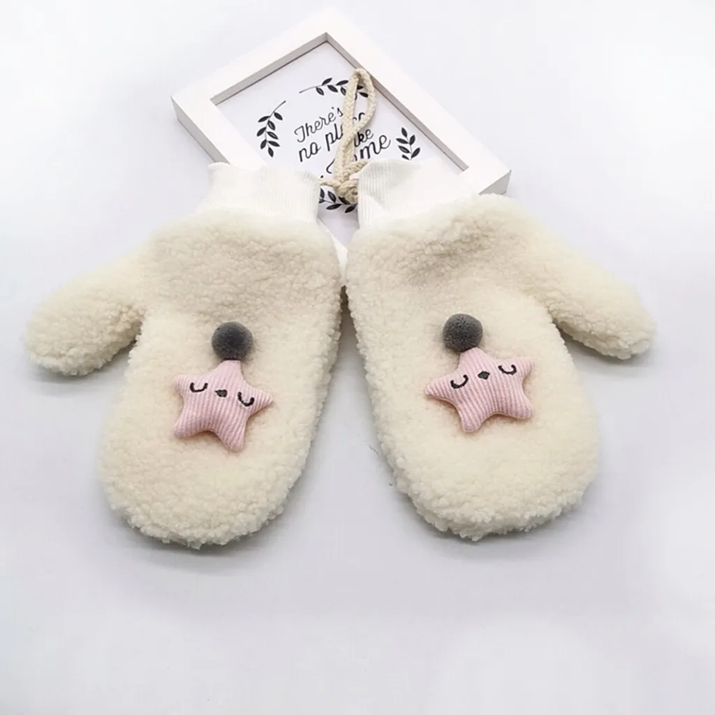 Adult Women Winter Halter Total Finger Stars Top Cashmere Cartoon Print Gloves winter gloves перчатки тактические New Arrival