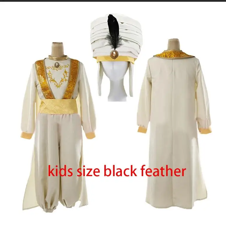kids black feather Аладдин и волшебная лампа Алладин Косплей Костюм Костюмы на Хэллоуин для взрослых детей костюм Жасмин из "приключений Аладдина" костюм - Цвет: kids black feather