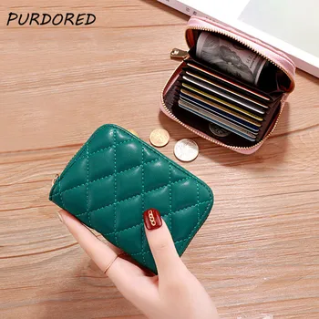 

PURDORED 1 Pc Solid Card Holder for Women Bank Credit Card Case Wallet Leather Female 9 Bits Business Card Holder Coin Purse