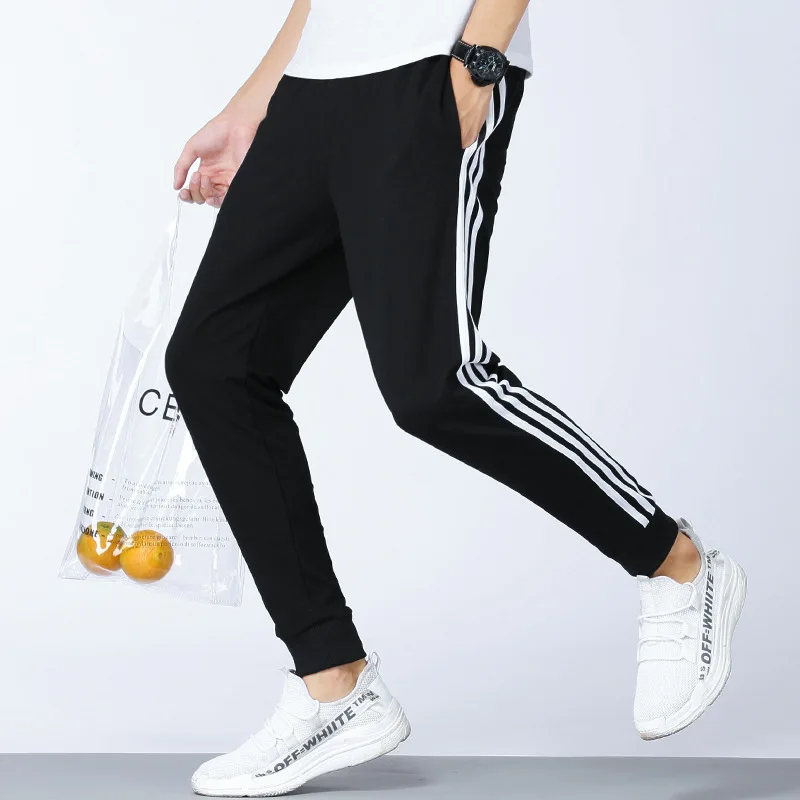 

Athletic Pants Men's Spring And Autumn Three Bars Korean-style Trend Casual Pants Stripes Beam Leg Sweatpants