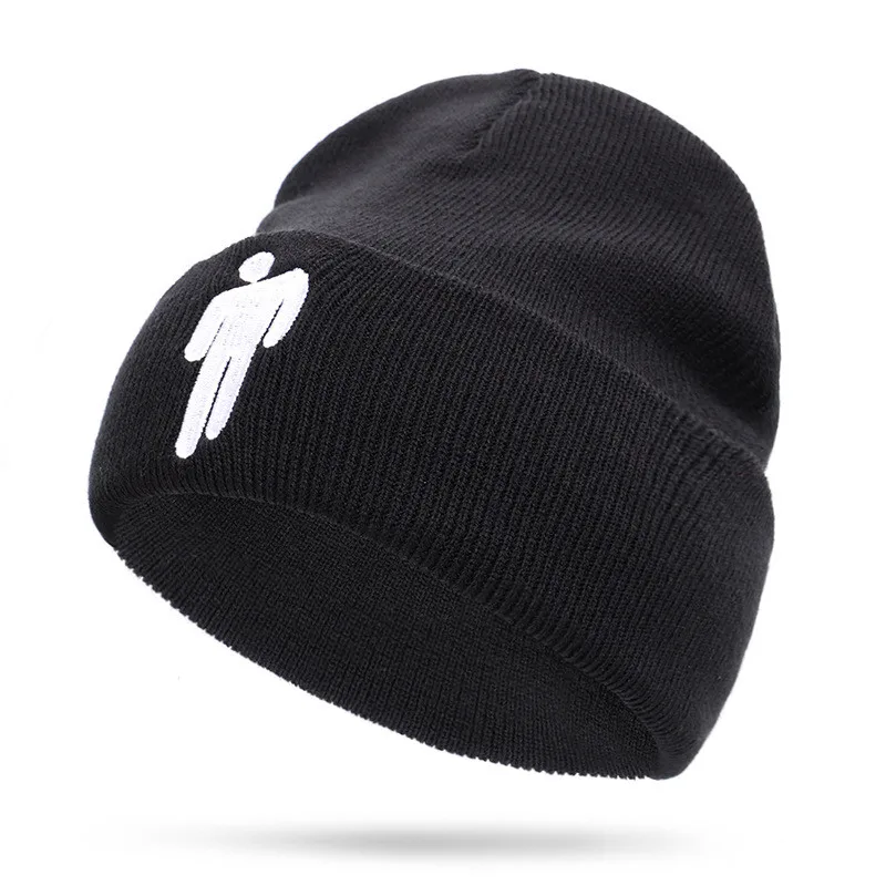 A Billie Eilish Beanie Knitted Hats Unisex Solid Hip-hop Skullies Knitted Winter Hat Warm For Women Men Casual Cuffed Beanies Hat - Цвет: A