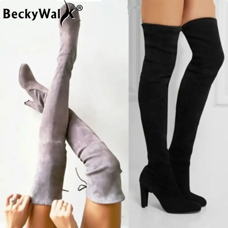 Womens stretch knee high boots Clearance