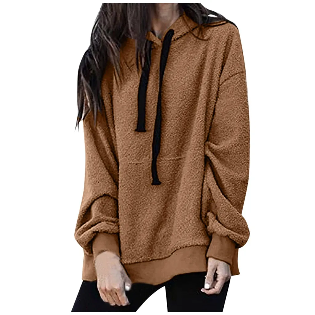

Harajuku Long Sleeve Sweatshirt For Women Casual Loose Solid Hooded Tops Blouse Sportswear Drawstring Hoody Pullover Jumper Coat